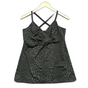 Michael Kors Tankini Tank Top Green Animal Leopard Print Size L